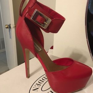 Red High Heels with Ankle strap closure